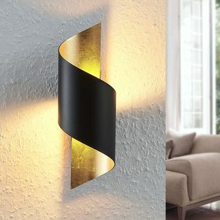 Candeeiro de parede LED de metal Desirio, preto e dourado