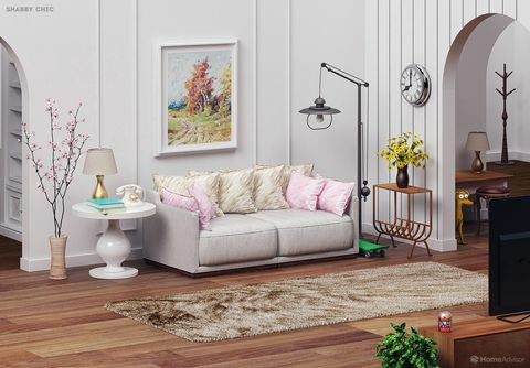 Bútor, szoba, nappali, belsőépítészet, kanapé, rózsaszín, fal, padló, növény, stúdió kanapé, 