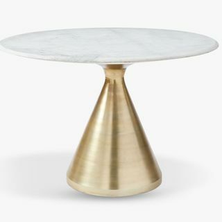 West elm Silhouette Marble mesa de jantar com pedestal de 4 lugares, bronze