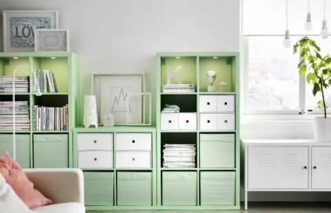 Žalia, kambarys, stalčius, interjero dizainas, balta, siena, lentynos, spintelė, baldai, namai, 