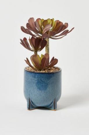 Abuo blauer Keramik-Blumentopf mit Fuß, mittelgroß