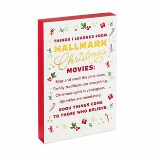 Letrero de lista " Cosas que aprendí de las películas navideñas de Hallmark"