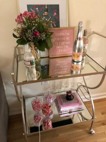 Rózsaszín, asztal, bútor, polc, virág, növény, 