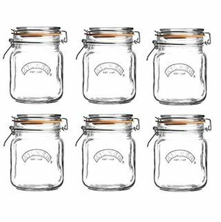 6 x Kilner Clip Top Glass Storage Jar, 1L