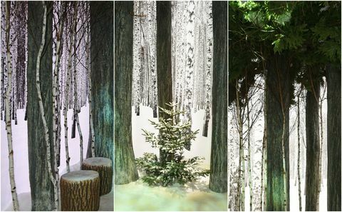 Коллаж из инсталляций " Рождественская елка" от Claridge