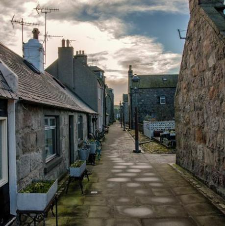 Footdee je oblasť Aberdeenu, Škótska známeho lokálne ako fittie, je to stará rybárska dedina