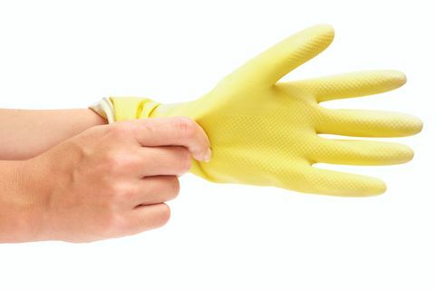 Κίτρινα γάντια από καουτσούκ