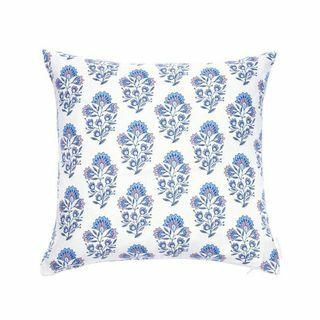 Block Print σε Γαλλικό Μπλε & Blush Pillow