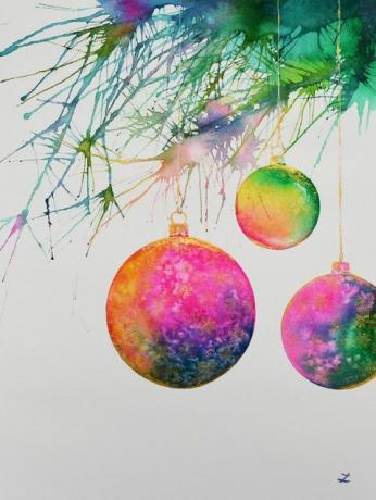 Рождественские украшения от Заиры Джаубаевой - Бумага, акварель - Artfinder