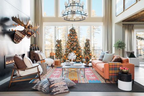Nappali, szoba, belsőépítészet, karácsonyi dekoráció, bútor, otthon, kanapé, fa, tervezés, karácsonyfa, 