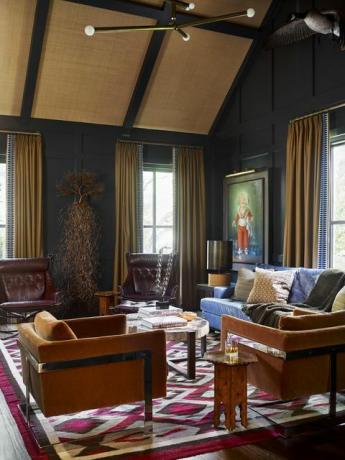 sininen olohuone, jonka on suunnitellut meredith mcbrearty, Fort Worthissa