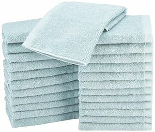 Panos de banho de algodão AmazonBasics, 24 unidades, azul gelo