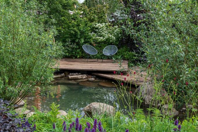 taman rhs untuk masa depan hijau yang dirancang oleh festival taman istana jamie butterworth hampton court 2021