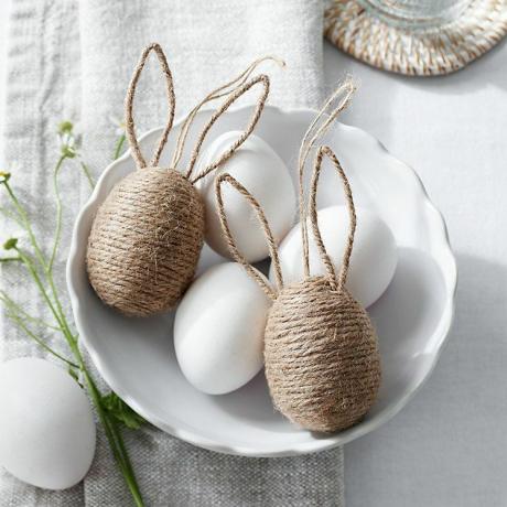 Décorations en forme d'œufs de lapin en jute - Lot de 2