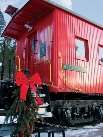Червен, зима, къща, врата, подвижен състав, железопътен вагон, сняг, влак, вила, жп, 