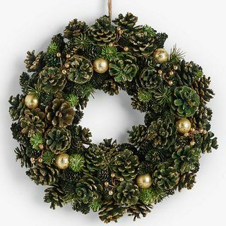 Gemstone Forest Green dan Glitter Pine Cone Wreath