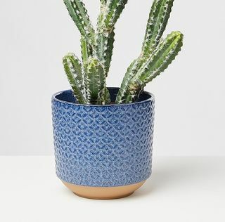 Modelo Geometrisk blå keramisk plantepotte stor