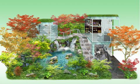Green Switch Garden, Artisan Garden, diseñado por Kazuyuki Ishihara, patrocinado por Cat's Co Ltd y G-Lion Group, RHS Chelsea Flower Show 2019
