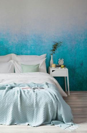 Grunge zils iegremdēts ombre sienas gleznojums ar Murals Wallpaper
