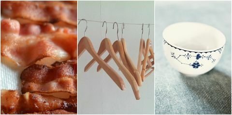 Bacon, cintres et bols trouvés dans les machines à laver