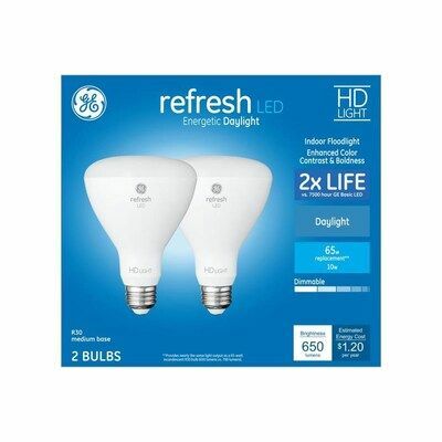 GE Refresh 65-Watt EQ LED Br30 dagsljusdimbar Flood-lampa (2-pack)