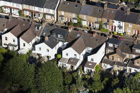 Vista aérea de las casas del norte de Londres
