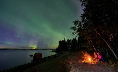 عطلة الخريف الشفق القطبي في السويد