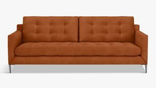 3-местный бархатный диван John Lewis & Partners с драпировкой