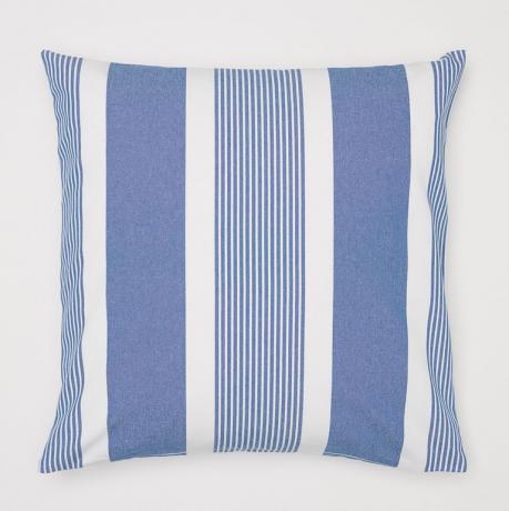 balta ir mėlyna dryžuota pagalvėlė