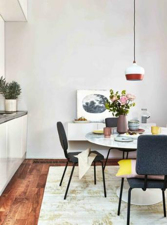 Esquemas de cores neutras - idéias de decoração de ambientes modernos - inspiração de estilo - cozinha e sala de jantar