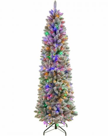 Voorverlichte potloodgevlokte kerstboom