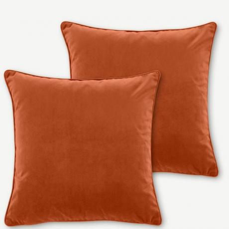Julius 2 aksominių pagalvėlių rinkinys, 45 x 45 cm, degintas oranžinis