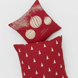 Confezione da 2 fodere per cuscini in tela con motivi natalizi