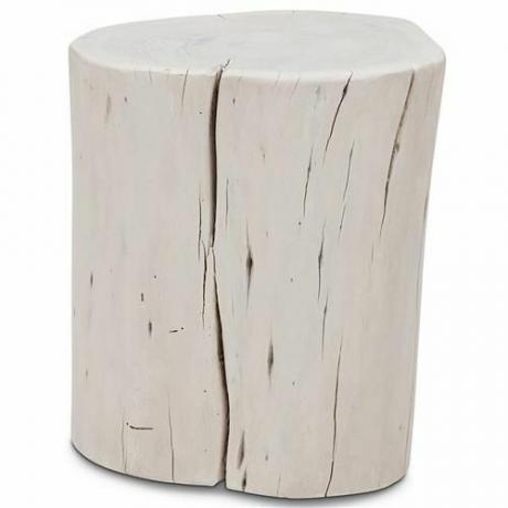 თეთრი ხის stump ბოლოს მაგიდა
