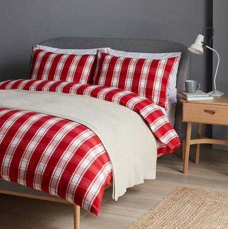 Parure de lit simple à carreaux brossés, rouge