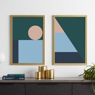 Sadie geometrisk uppsättning med 2 inramade tryck, 40 x 60 cm