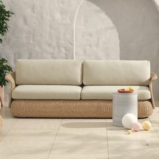 3-місний садовий диван Fonda, натуральне політкання та колір екрю