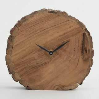 Horloge sur pied rustique en tranches de bois