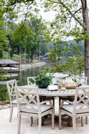 mesa de comedor al aire libre, mesa y sillas de madera