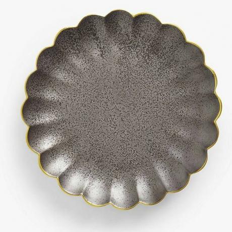 Svītrots porcelāna šķīvis, 26 cm, melns zelts