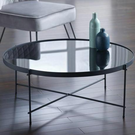 काले रंग में फे गोल धातु कॉफी टेबल