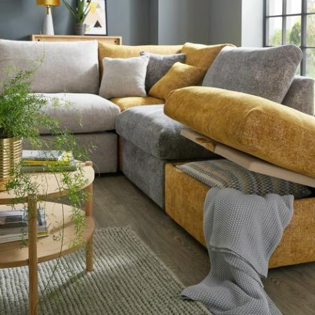 sofology cubos καναπές σε απλό πολύ γκρι χρυσό μίγμα, 99 3.999