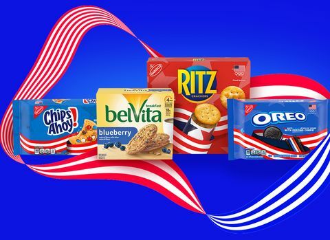 nabisco oreo team usa rood, wit en blauw popping candy cookies, chips ahoy en ritz
