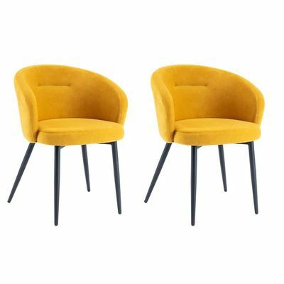 Καρέκλες τραπεζαρίας με κίτρινη επένδυση από ύφασμα