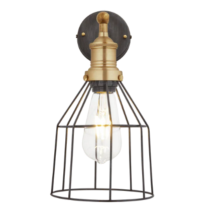 Industville Brooklyn Wire Cage wandlamp in messing