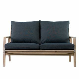 Madrid Outdoor 2-Seat Acacia Wood Sofa in Grey
