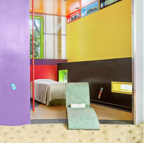 緑、インテリアデザイン、部屋、壁、紫、黄色、紫、家具、建築、床、 