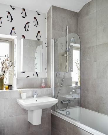 tonos llamativos patrones llamativos encanto familiar y carácter cheshire nueva construcción cocina sala de estar pasillo dormitorio moderno scandi baño papel pintado