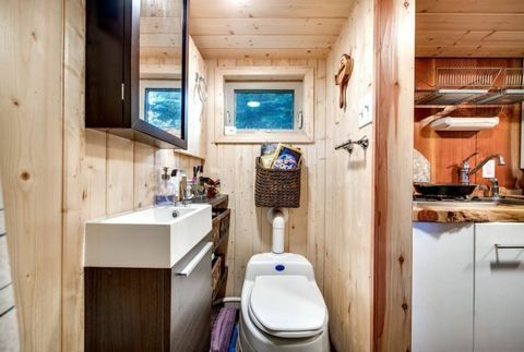 toilette del bagno della casa minuscola dell'oregon