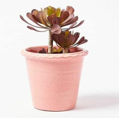 Ivy Crackle Pink Plant Pot Medium